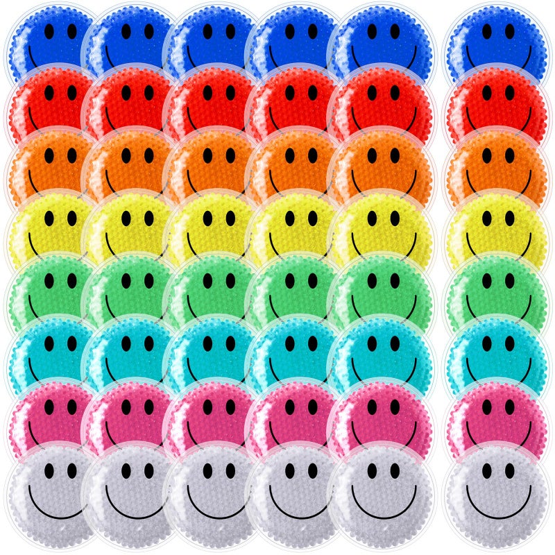 Burbell 48 Pack Smile Boo Boo Ice Packs Small Hot Cold Reusable Gel Bead Multicolored Ice Pack Cold Therapy for Fever Wisdom Teeth Tired Eyes Headache Pain Relief Toothache Supplies - Image 1