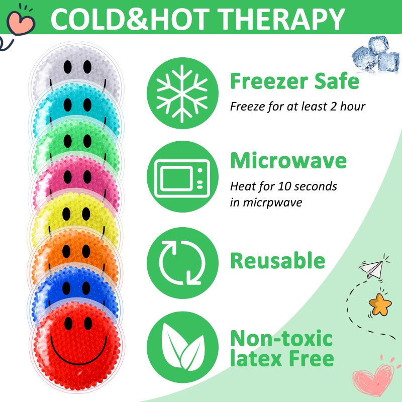 Burbell 48 Pack Smile Boo Boo Ice Packs Small Hot Cold Reusable Gel Bead Multicolored Ice Pack Cold Therapy for Fever Wisdom Teeth Tired Eyes Headache Pain Relief Toothache Supplies - Image 3