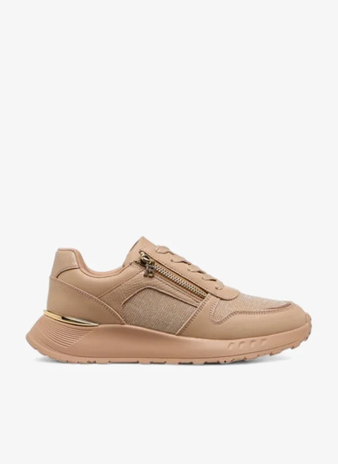 Flora Bella By Shoexpress Flora Bella Glitter Panelled Sneakers With Lace-Up Closure