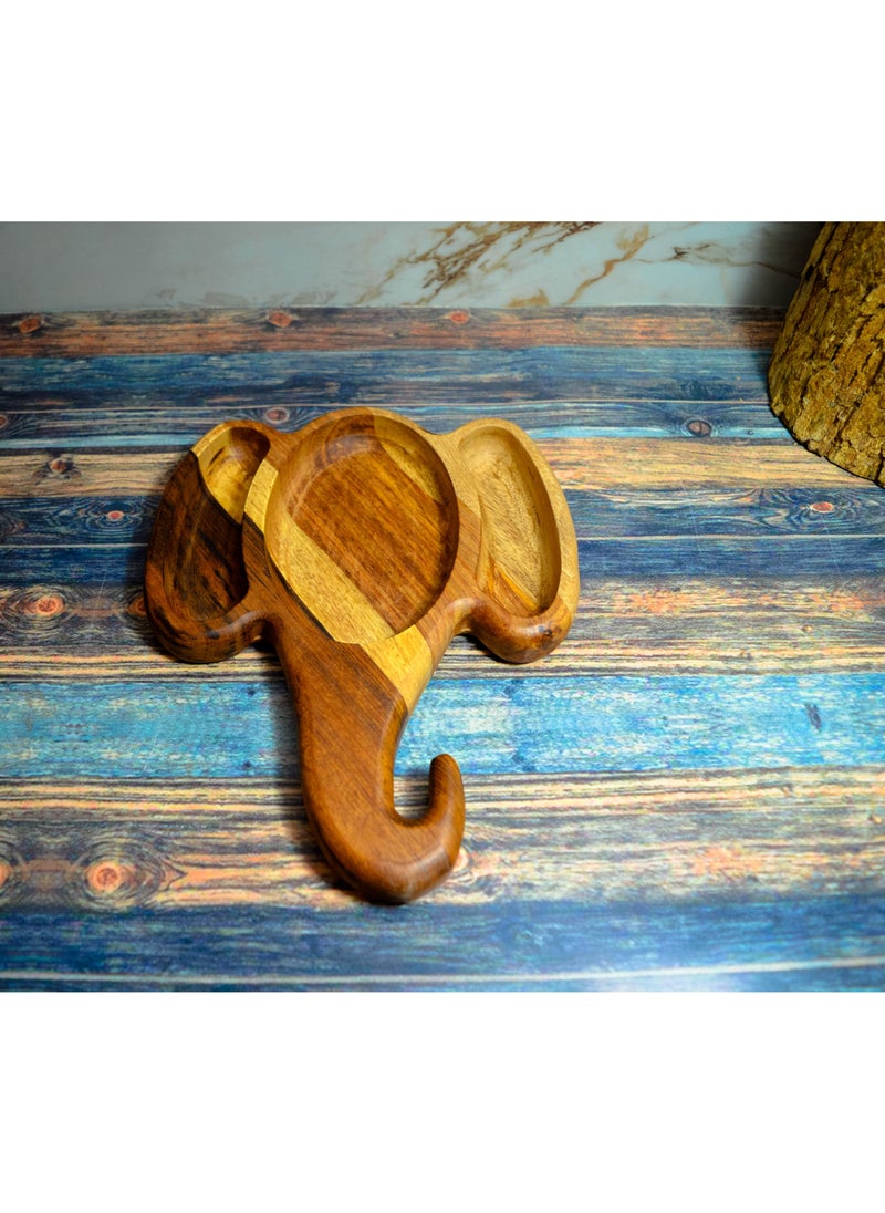 Egypt Antiques Eating or snacking dish for children in the shape of a handmade wooden elephant, 100% natural colors,  - Image 2