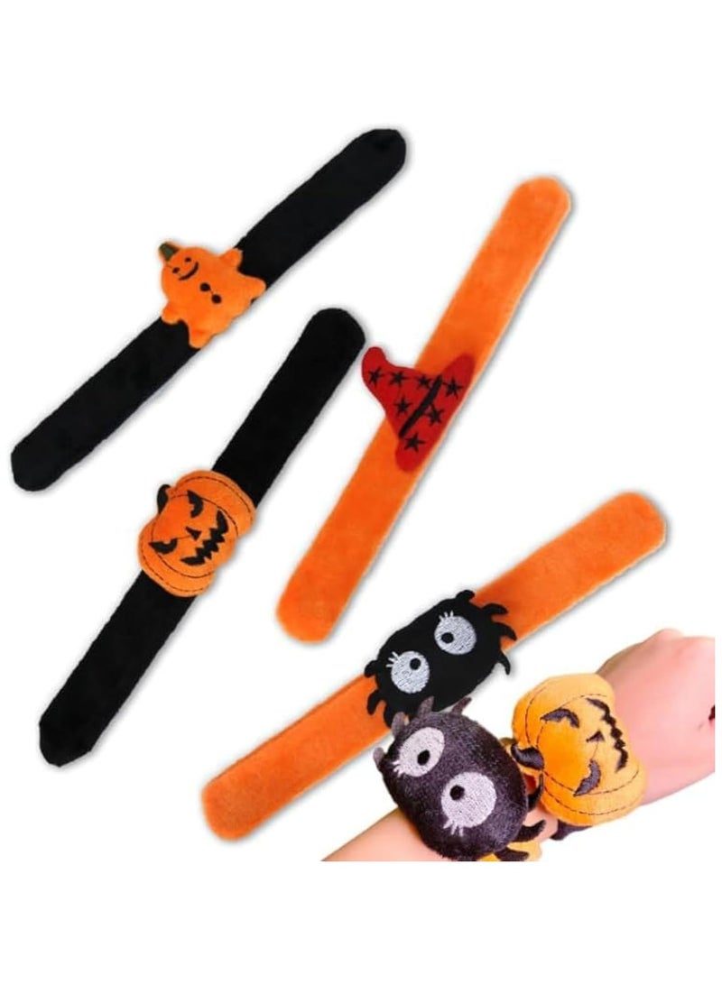 JOLLITY LLC Halloween Slap Bracelets Funny Pumpkin Spider Party Bands and Decor 4 pcs - Image 1
