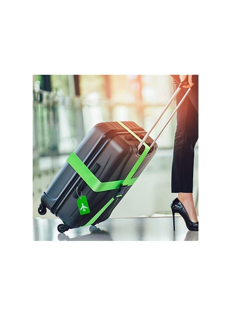 NNEWVANTE 2 Pack Luggage Strap Set with Name ID Card, Adjustable Luggage Strap Silicone Luggage Tag for Luggage Men Women Travel Accessories (Green) - Image 2