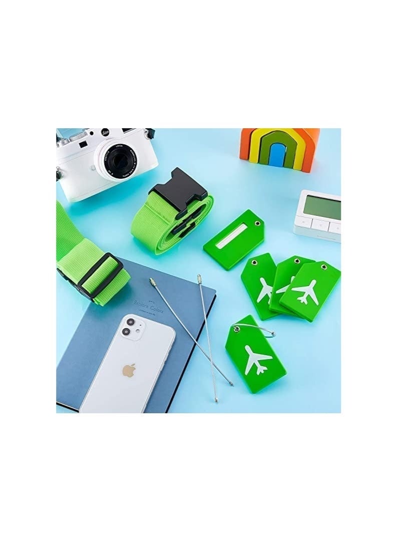 NNEWVANTE 2 Pack Luggage Strap Set with Name ID Card, Adjustable Luggage Strap Silicone Luggage Tag for Luggage Men Women Travel Accessories (Green) - Image 3