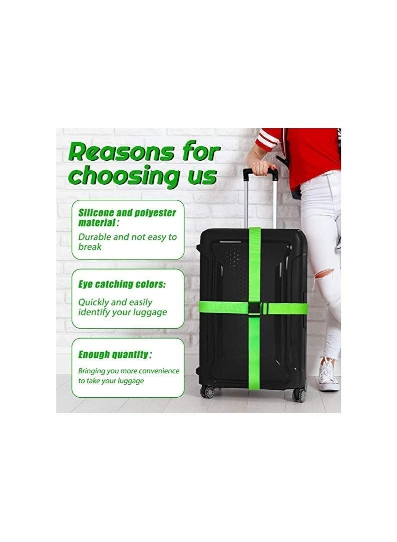 NNEWVANTE 2 Pack Luggage Strap Set with Name ID Card, Adjustable Luggage Strap Silicone Luggage Tag for Luggage Men Women Travel Accessories (Green) - Image 4