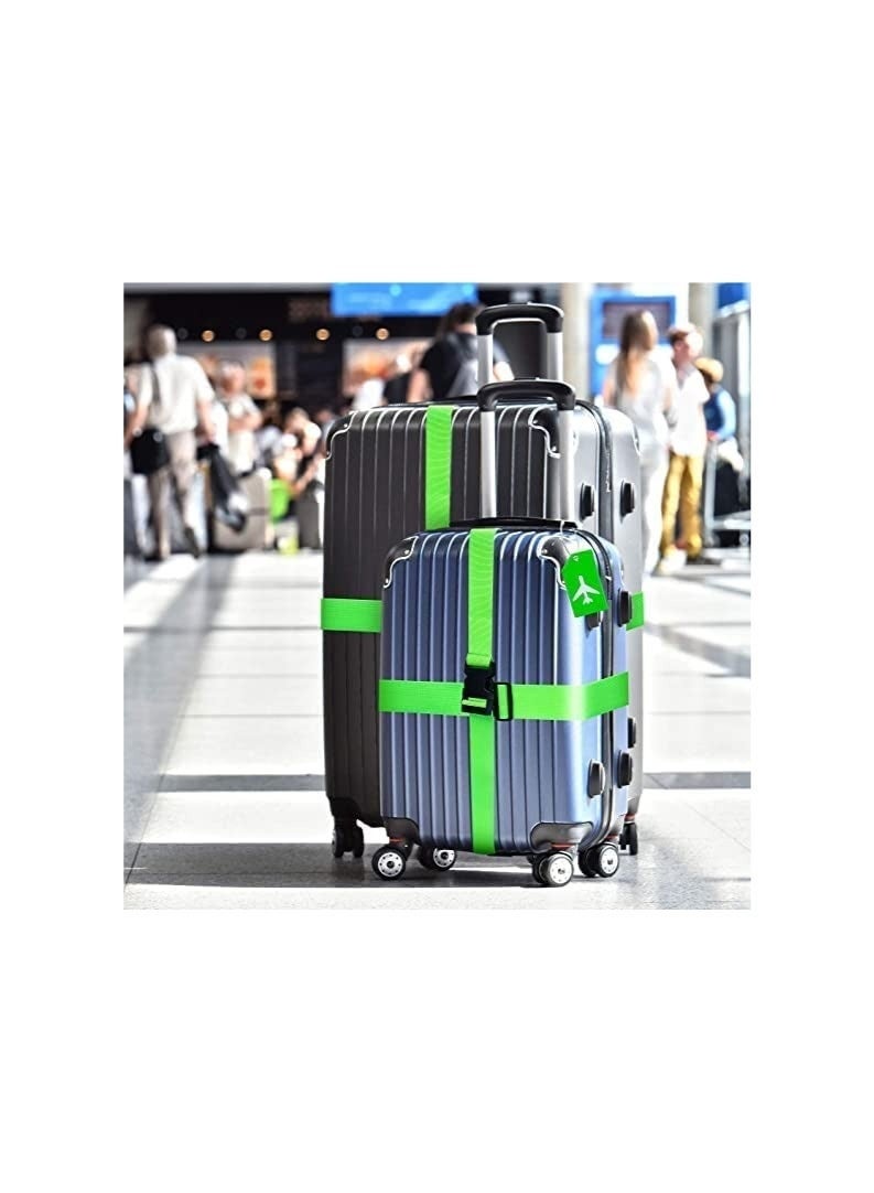 NNEWVANTE 2 Pack Luggage Strap Set with Name ID Card, Adjustable Luggage Strap Silicone Luggage Tag for Luggage Men Women Travel Accessories (Green) - Image 5