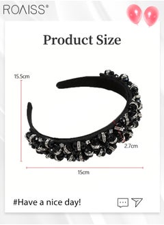 roaiss Shiny Crystal Flower Jewelry Headband Women's Wedding Party Hair Accessories Crystal Hair Hoop Hair Ornament Glitter Rhinestone Baroque Hair  - Image 4