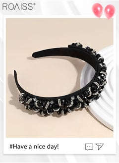 roaiss Shiny Crystal Flower Jewelry Headband Women's Wedding Party Hair Accessories Crystal Hair Hoop Hair Ornament Glitter Rhinestone Baroque Hair  - Image 5