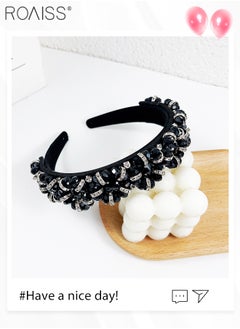 roaiss Shiny Crystal Flower Jewelry Headband Women's Wedding Party Hair Accessories Crystal Hair Hoop Hair Ornament Glitter Rhinestone Baroque Hair  - Image 3