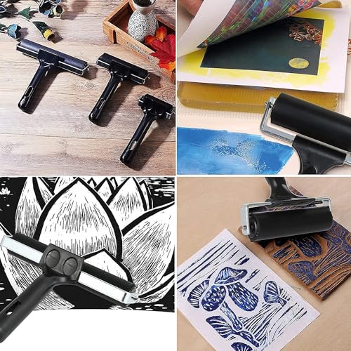 ARROLLIANT Printmaking Art Roller Rubber Ink Print Roller Black Soft Ink Oil Painting Brayer with Handle for Block Printing Making Stamping Gluing Application DIY Art and Craft Tool Size (2 INCH) - Image 4