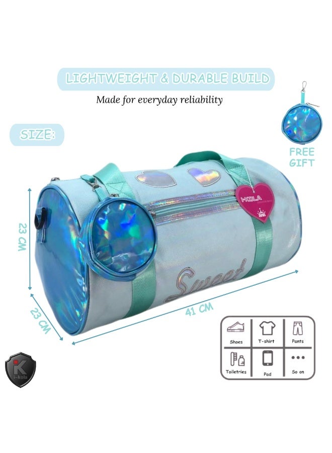 i-kola SWEET GREEN Duffle Bag | Lightweight & Waterproof Sports Duffle | Multi-Compartment Tote & Carry-On Duffle | Overnight Weekender Travel Bag with Pouch (2020 LIGHT GREEN) - Image 5