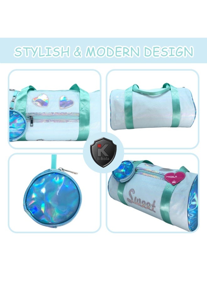 i-kola SWEET GREEN Duffle Bag | Lightweight & Waterproof Sports Duffle | Multi-Compartment Tote & Carry-On Duffle | Overnight Weekender Travel Bag with Pouch (2020 LIGHT GREEN) - Image 3