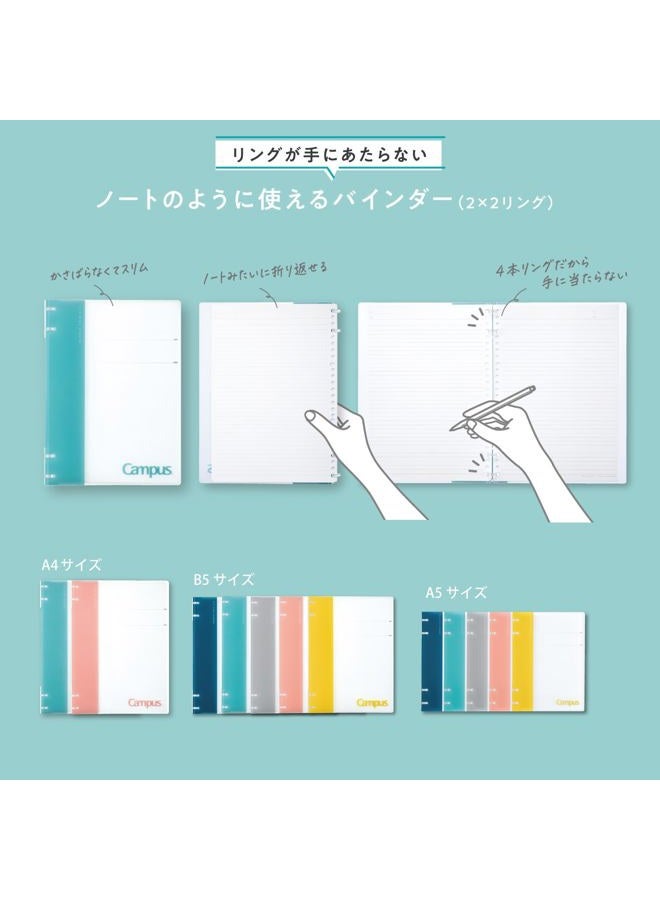 Kokuyo Loose Leaf Binder A5 Campus Notebook Binder 2x2 Ring Light Blue L-NP134LB - Image 2