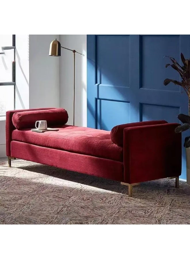 Zayn comforts Modish Velvet Solid Color Accent Bench Chair with Armrests â€“ Elegant and Comfortable Addition to Your Home (Burgundy) - Image 1