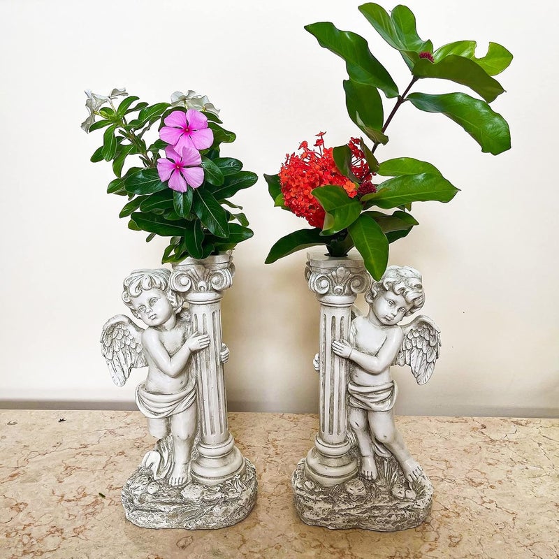 Aloak Angel Statue with Solar Lights (Right) 19.7 Inch, Outdoor Solar Angel Garden Statue with Roma Pillar for Garden Lawn Deocr, Christian Religious Gift - Image 4