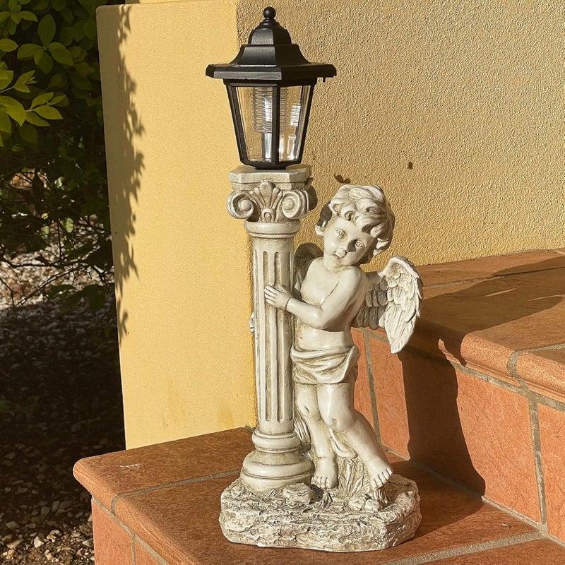Aloak Angel Statue with Solar Lights (Right) 19.7 Inch, Outdoor Solar Angel Garden Statue with Roma Pillar for Garden Lawn Deocr, Christian Religious Gift - Image 3
