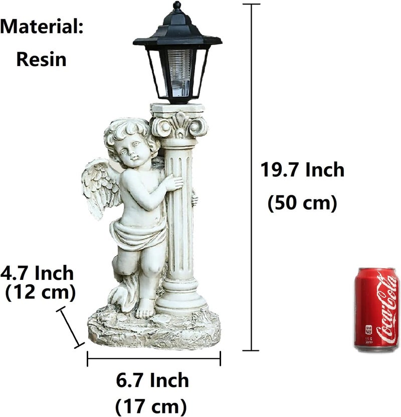 Aloak Angel Statue with Solar Lights (Right) 19.7 Inch, Outdoor Solar Angel Garden Statue with Roma Pillar for Garden Lawn Deocr, Christian Religious Gift - Image 2