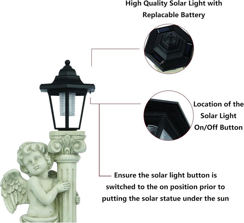 Aloak Angel Statue with Solar Lights (Right) 19.7 Inch, Outdoor Solar Angel Garden Statue with Roma Pillar for Garden Lawn Deocr, Christian Religious Gift - Image 5