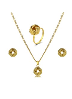 Huitich Elegant Gold Colour Knot Jewelry Set Necklace, Earrings & Ring  - Image 1