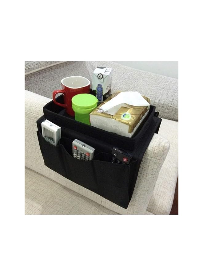The Bros Sofa Armrest Organizer with Cup Holder Tray Chair Arm TV Remote Holder for Recliner Couch Armchair Caddy Bedside Storage Pockets Bag,grey  - Image 5