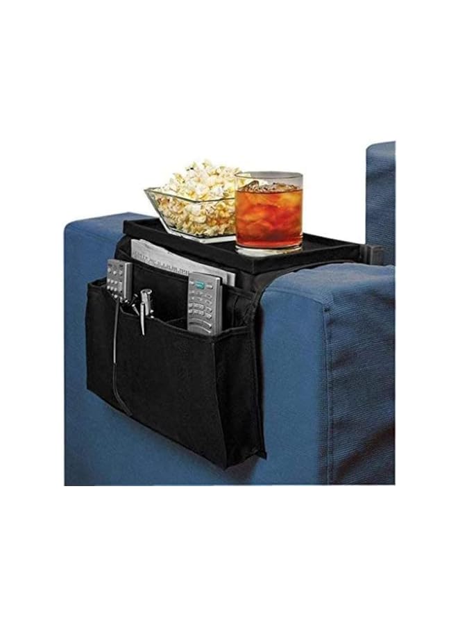 The Bros Sofa Armrest Organizer with Cup Holder Tray Chair Arm TV Remote Holder for Recliner Couch Armchair Caddy Bedside Storage Pockets Bag,grey  - Image 4