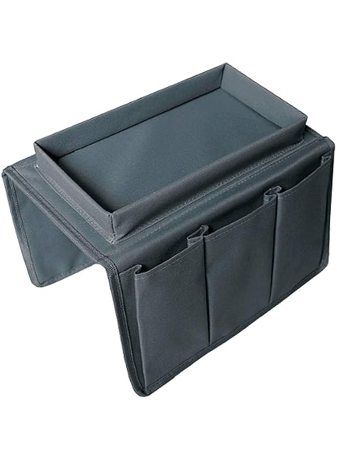 The Bros Sofa Armrest Organizer with Cup Holder Tray Chair Arm TV Remote Holder for Recliner Couch Armchair Caddy Bedside Storage Pockets Bag,grey  - Image 1