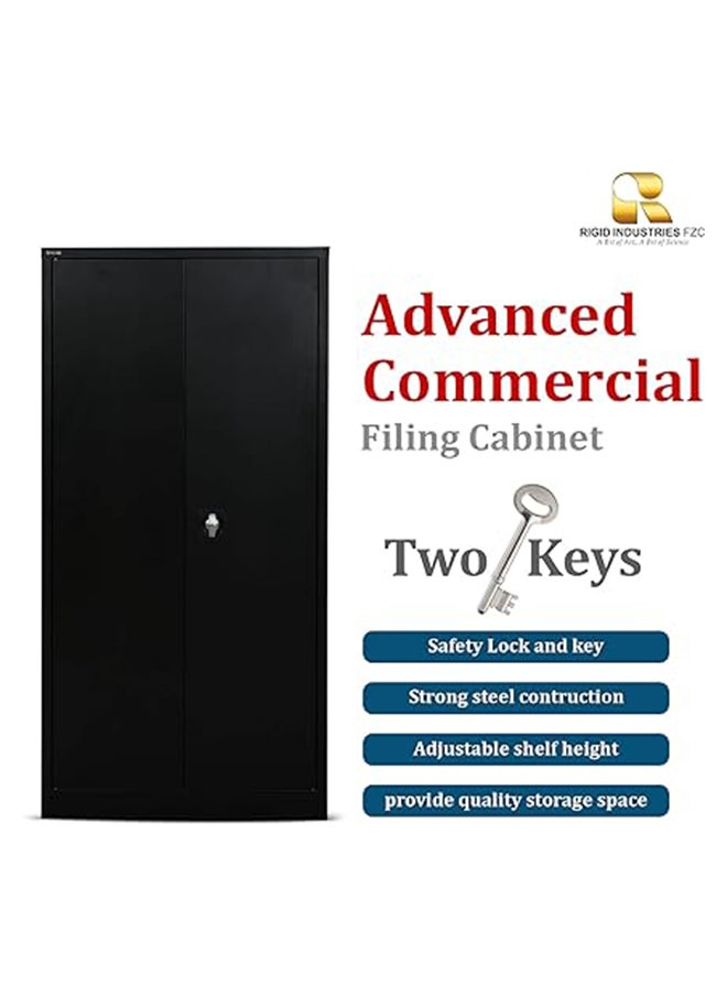 RIGID - Steel Office Cupboard Black 180x85x40cm - Image 1