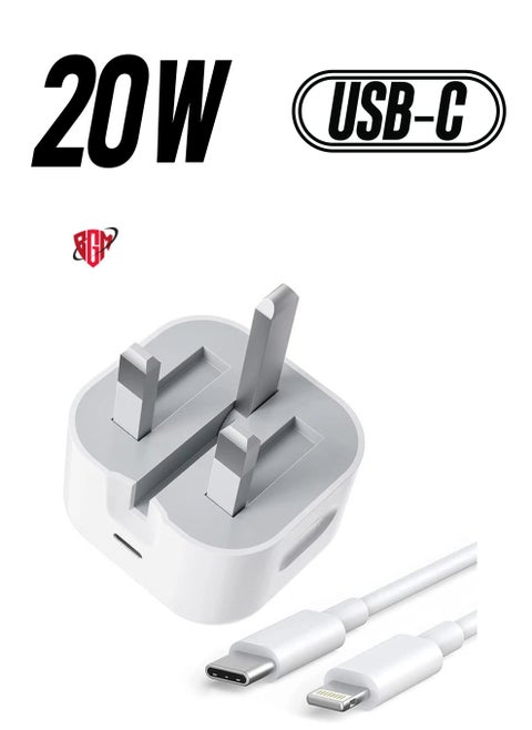 iPhone USB C Fast ChargerApple MFi Certified‘20W PD Type C Power Block Wall Charger Plug Adapter with 2M USB-C to Lightning Cable Compatible with iPhone 14/13/11/X/XS/iPad,AirPods Pro(