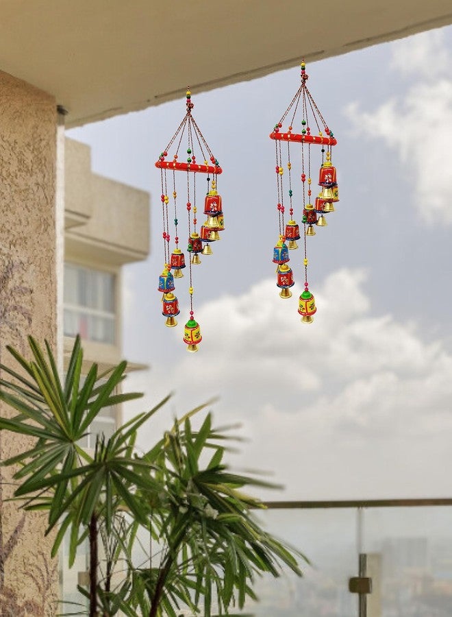 معرض جيه إتش زينة منزلية يدوية الصنع من JH Gallery، تُعلق على الأبواب والجدران على الطراز الراجستاني، وتُستخدم لتزيين الشرفات، وتُعدّ هدية مثالية لعيد ديوالي، وهدية للشركات، وقطع ديكور منزلية (عبوة من قطعتين، متعددة الألوان). - Image 3