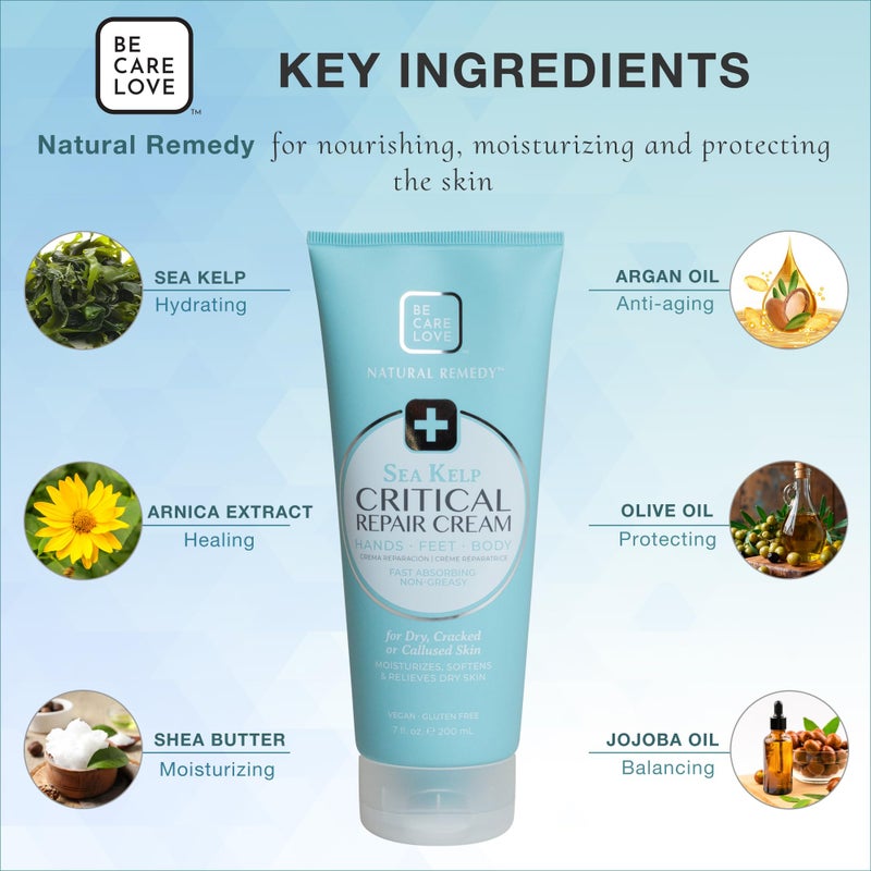 BE CARE LOVE كريم ب.سي.أل سبا للإصلاح الحرج مع زهرة الأرنكا العضوية + الطحالب البحرية، مرطب بشكل مكثف بزيت الأركان + زبدة الشيا لتهدئة + تليين البشرة. 7 أونصة سائلة - Image 4