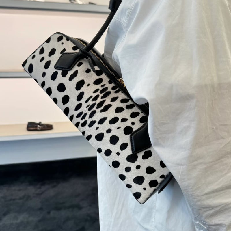 Leopard Print Sausage Bag Fashion Bag New Suede Nubuck Leather Baguette Bag Genuine Leather Shoulder Armpit Bag - Image 1