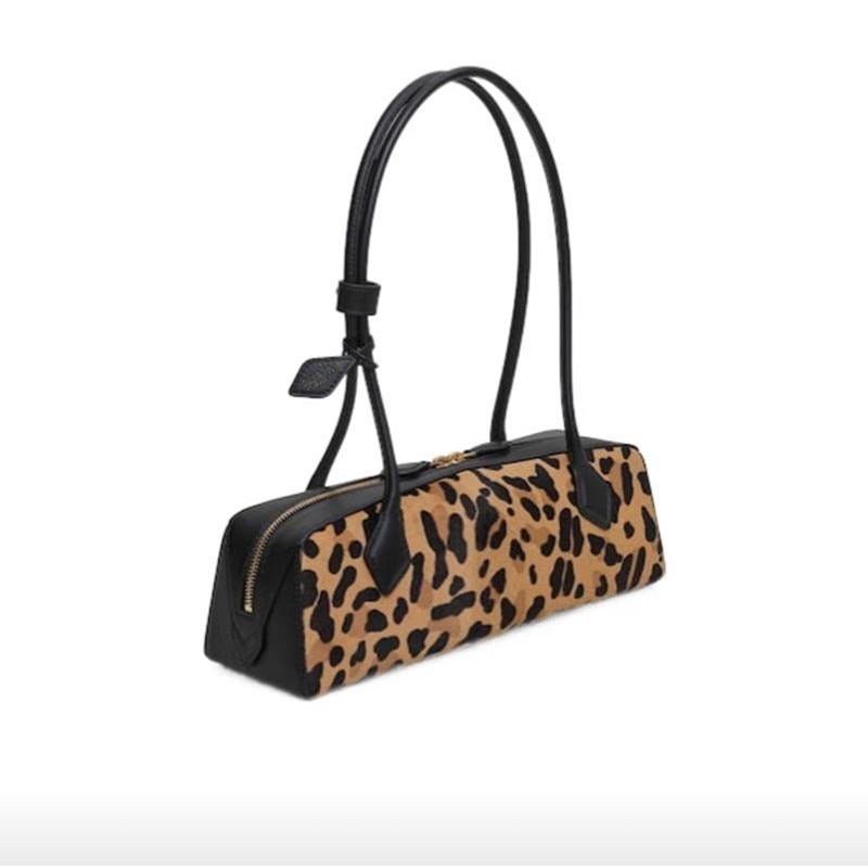 Leopard Print Sausage Bag Fashion Bag New Suede Nubuck Leather Baguette Bag Genuine Leather Shoulder Armpit Bag - Image 3