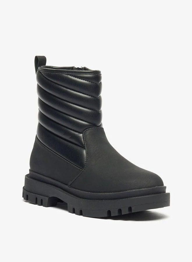 Little Missy Girls Little Missy Quilted Boots with Zip Closure