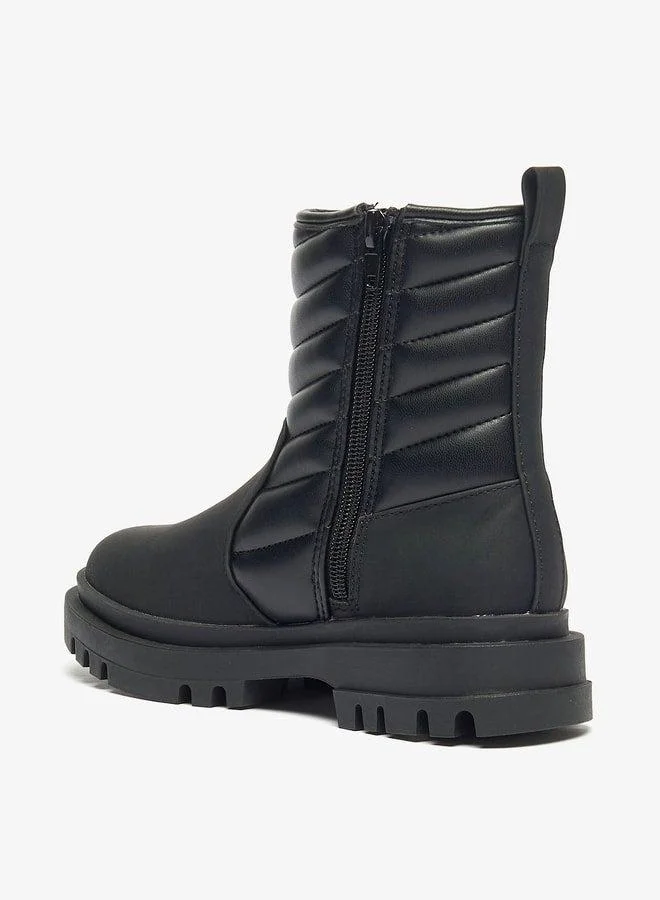 Little Missy Girls Little Missy Quilted Boots with Zip Closure