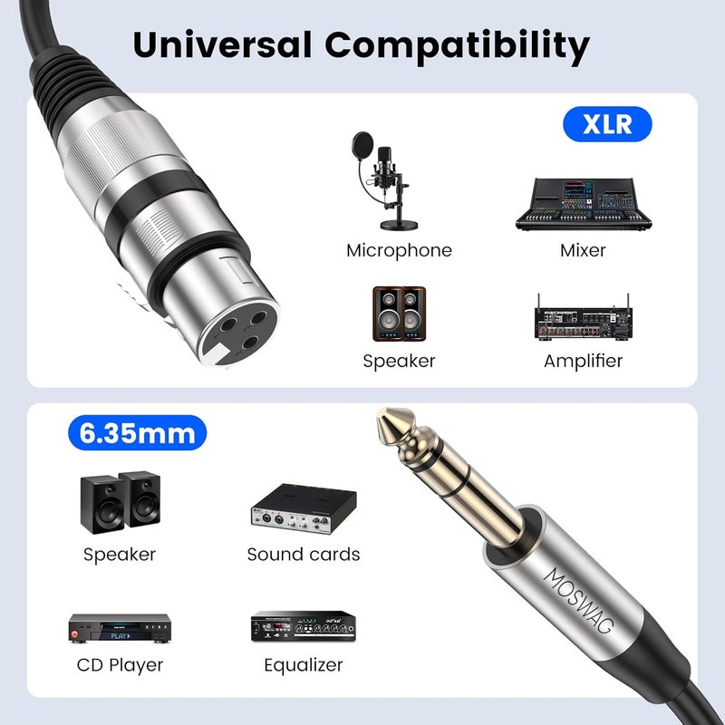 MOSWAG Microphone Cable XLR Female to 1/4 TRS 5M/16FT, Instrument Cable for Audio Sound Consoles, Power Amplifier - Image 4
