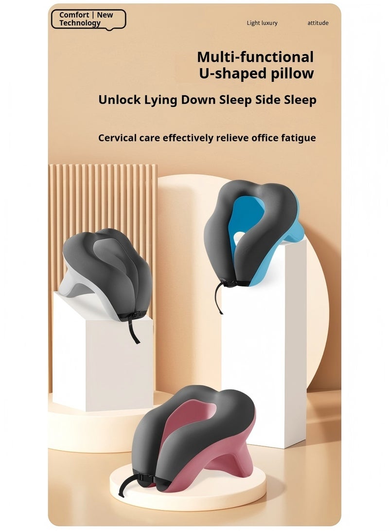 بيوينتي وسادة قيلولة أثناء النوم في المكتب، وسائد دعم للرقبة، وسائد مقعد لراحة الطلاب، وسادة استراحة الغداء، وسادة قيلولة للسفر من القطن المرن مناسبة للبالغين والأطفال (رمادي) - Image 2