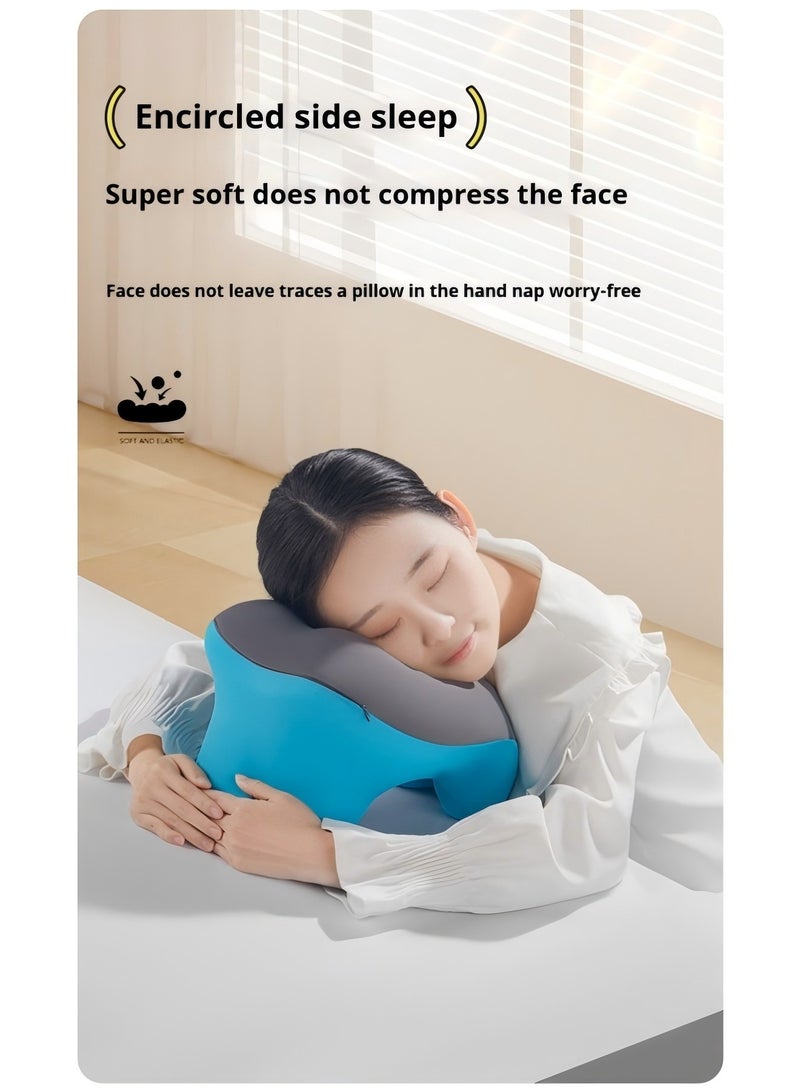 بيوينتي وسادة قيلولة أثناء النوم في المكتب، وسائد دعم للرقبة، وسائد مقعد لراحة الطلاب، وسادة استراحة الغداء، وسادة قيلولة للسفر من القطن المرن مناسبة للبالغين والأطفال (رمادي) - Image 4