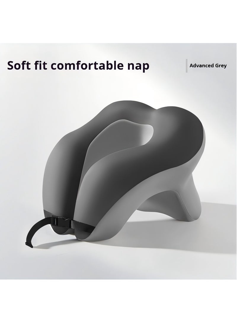 بيوينتي وسادة قيلولة أثناء النوم في المكتب، وسائد دعم للرقبة، وسائد مقعد لراحة الطلاب، وسادة استراحة الغداء، وسادة قيلولة للسفر من القطن المرن مناسبة للبالغين والأطفال (رمادي) - Image 1