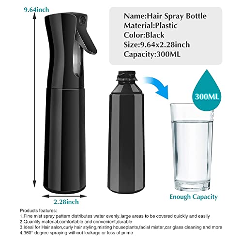 ZOMOZA Hair Water Bottle Spray Mister - Continuous Pressurized 360 Misting Stylist Sprayers for Barber - Black - Image 3