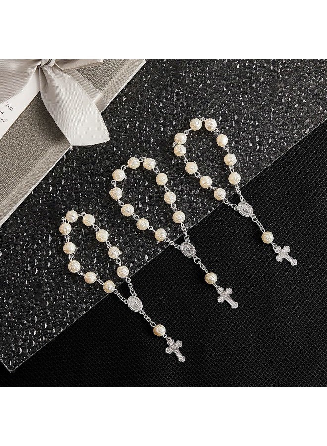 Jadive 30 Pieces Mini Rosaries Baptism Rosary Beads Finger Baptism Rosaries Bulk with Organza Bags for First Communion Christening Christmas Weddings Party Favors (Silver) - Image 5