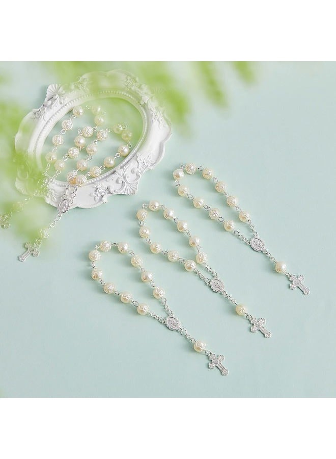 Jadive 30 Pieces Mini Rosaries Baptism Rosary Beads Finger Baptism Rosaries Bulk with Organza Bags for First Communion Christening Christmas Weddings Party Favors (Silver) - Image 4