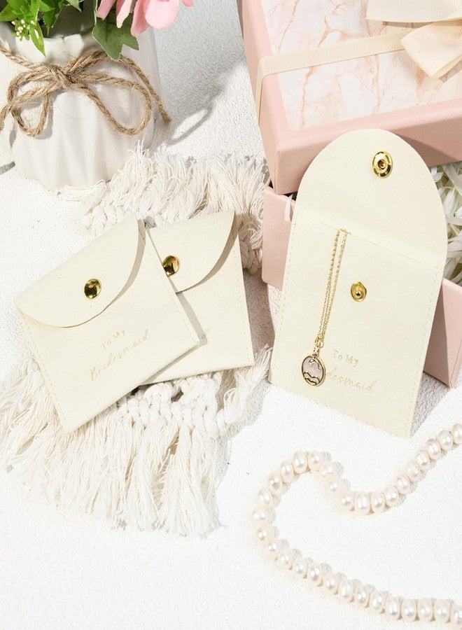 CEELGON Jewelry Bags Bridesmaid Gifts Set of 8 Velvet Small Jewelry Pouch with Button Bracelet Earring Necklace Packaging Bridesmaid Proposal Gift Bags Bridal Party Favors Gifts (Beige) - Image 5