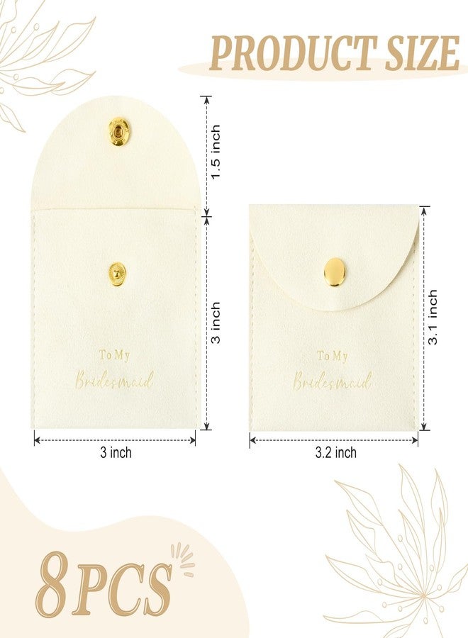 CEELGON Jewelry Bags Bridesmaid Gifts Set of 8 Velvet Small Jewelry Pouch with Button Bracelet Earring Necklace Packaging Bridesmaid Proposal Gift Bags Bridal Party Favors Gifts (Beige) - Image 4