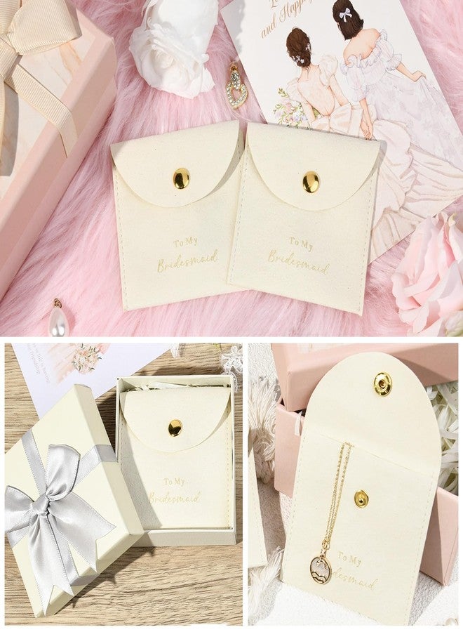 CEELGON Jewelry Bags Bridesmaid Gifts Set of 8 Velvet Small Jewelry Pouch with Button Bracelet Earring Necklace Packaging Bridesmaid Proposal Gift Bags Bridal Party Favors Gifts (Beige) - Image 3