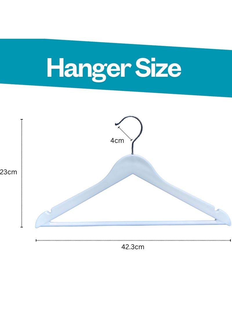 ORTUK 12 Pack Plastic Suit Hangers, Heavy Duty Plastic Hangers with 360° Swivel Hook, Space Saving Clothes Hangers Precise Cut Notches, Closet Hangers for Shirts, Jackets, Trousers, Coat, Dress - 42.3x23 cm - Image 2