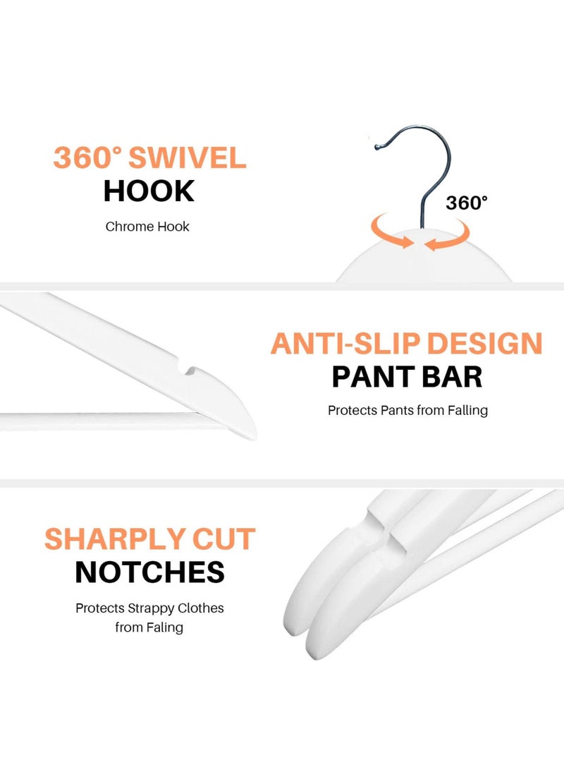 ORTUK 12 Pack Plastic Suit Hangers, Heavy Duty Plastic Hangers with 360° Swivel Hook, Space Saving Clothes Hangers Precise Cut Notches, Closet Hangers for Shirts, Jackets, Trousers, Coat, Dress - 42.3x23 cm - Image 3