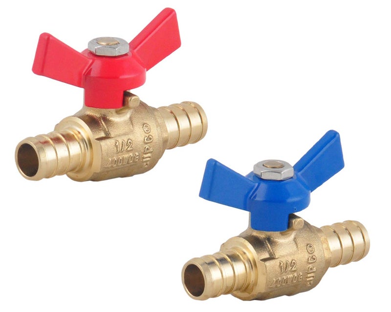 LD 1/2" PEX Brass Ball Valve, LF Brass PEX Shut off Ball Valve with Red & Blue T Handle , Pex Barb Water Valve with cUPC Certified for Cold and Hot water -LD Brand(2-Pack) - Image 1