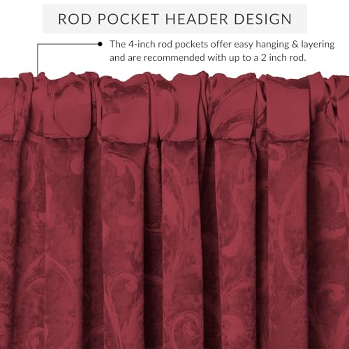 Elrene Home Fashions Mia Jacquard Scroll Blackout Valance 52 x 19 1 Valance Rouge - Image 3