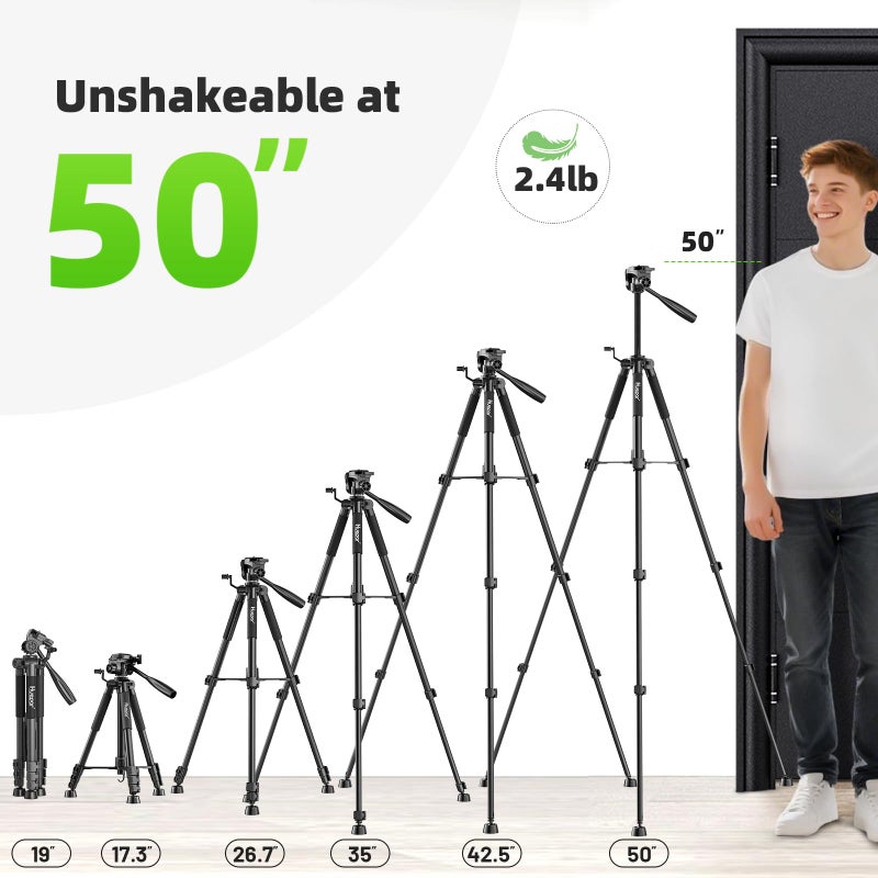 Huepar Tripod 50-inch Extendable Height Tripod Use with Laser Level, Point Lasers, Lazer Distance Measures, 1/4" and 5/8" Thread Mount for for Varieties Tools, Outdoor and Indoor T13A - Image 2