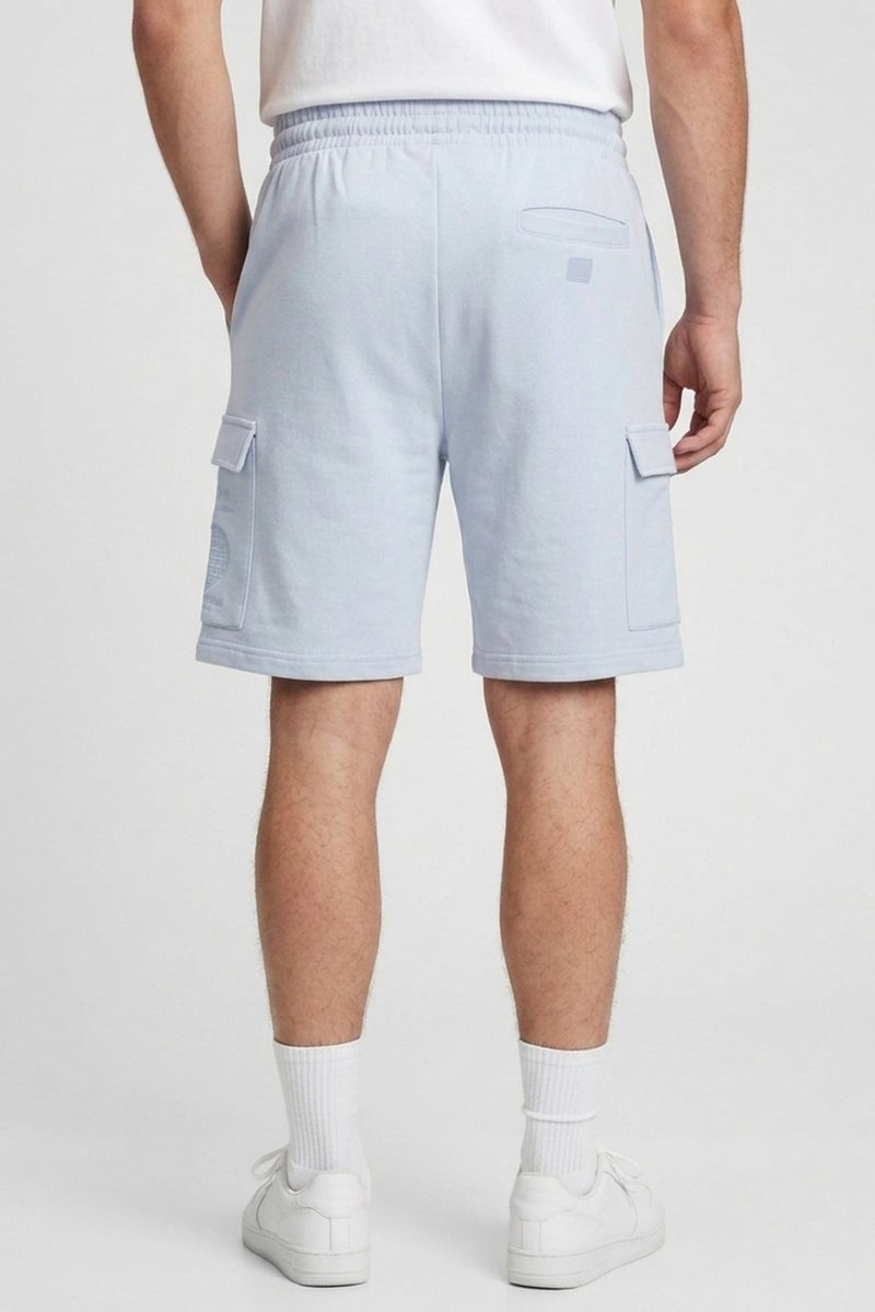 Fudo Men Brand Logo Cargo Shorts, Light Blue - Image 4