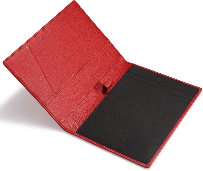 HISCOW Leather Junior Padfolio for Men & Women with Pen Loop, Italian Calfskin, Business Portfolio Notebook Folder (Pebbled Red) - Image 3
